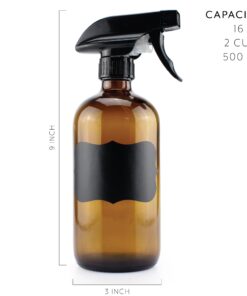 Cornucopia 16oz Amber Glass Spray Bottles w/Reusable Chalk Labels (2 Pack), Heavy Duty Mist & Stream 3-Setting Sprayer; Great for Essential Oils 31 61Vq8 la 1L