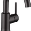 Delta Faucet Trinsic Single Hole Swivel Spout Bathroom Faucet, Black Bathroom Sink Faucet, Single Handle Bathroom Faucet, Diamond Seal Technology, Drain Assembly, Matte Black 559HA-BL-DST Standard Spout 20 61VqlWws8VL