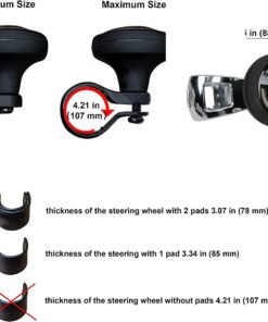 Fouring BL Steering Wheel Knob Spinner - Universal Non-Slip Fit, ABS & Premium High Gloss Chrome Plated Finish Suicide Knob with Metal Ball Bearing & Easy Installation (Black Platinum) Black Platinum 11 61Vqo4tO5LL 1