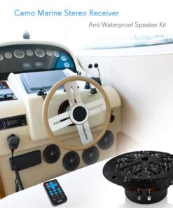 Pyle Marine Head Unit Receiver Speaker Kit - In-Dash LCD Digital Stereo Built-in Bluetooth & Microphone w/ AM FM Radio System 6.5’’ Waterproof Speakers (4) MP3/SD Readers & Remote Control -PLMRKT48BK 26 61VtpQrhXFL