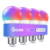 Govee Smart Light Bulbs, WiFi Bluetooth Color Changing Light Bulbs, Music Sync, 54 Dynamic Scenes, 16 Million DIY Colors RGB Light Bulbs, Work with Alexa, Google Assistant Home App, 4 Pack Multi-colored 4 Count (Pack of 1) 42 61VxkyychvL