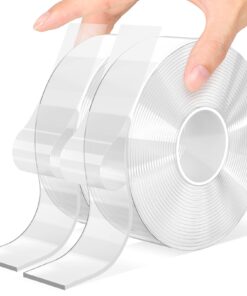 CREGEAR Heavy Duty Double Sided Tape(2 Roll of 16.5Ft), 1.18" Extra Large Nano Adhesive Tape, Clear Mounting Tape Strong Adhesive Strip, Removable Wall Hanging Tape Sticky Carpet Photo Frame Poster 16.5FT 2Pack 20 61VyHuCphEL