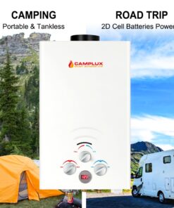 Portable Water Heater, Camplux BW211 Outdoor Tankless Gas Water Heaters, Propane Shower, 2.11 GPM, White 8L 11 61VzYLxHpQL