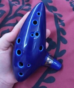 TOTMC Legend of Zelda Ocarina of Time Triforce Link 12 Hole Alto C Mediant Tone Ocarina Zelda Cosplay Ceramic Replica + Textbook Blue,Gold,Silver 43 61W2uF2AzBL