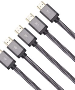 Alternative view of Monoprice 8K Certified Braided Ultra High Speed HDMI 2.1 Cable - 8K@60Hz, 48Gbps, CL2 In-Wall Rated, 30AWG, Dynamic HDR, Compatible With the Latest Gaming Consoles, 5-Pack, 10 Feet, Black/Gray Length: 10ft Type: Braided Pack Size: 5