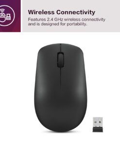 Alternative view of Lenovo 530 Wireless Mouse – Full Size Computer Mouse for PC, Laptop, Windows Computer - 2.4 GHz Nano USB Receiver - Ambidextrous Design - 12 Months Battery Life – Cordless Raven Black
