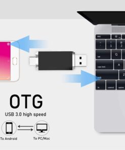 USB C Flash Drive 64GB, 2 in 1 OTG USB 3.0+USB C Memory Stick Dual Type C Flash Drive Thumb Drive Photo Stick Jump Drive for USB-C Smartphones,Tablets, PC, Computers, MacBook, Google Pixel XL, Black 64GB-USB 3.0 12 61W548X6EuL