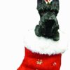 Scottish Terrier Christmas Stocking Ornament with "Santa's Little Pals" Hand Painted and Stitched Detail