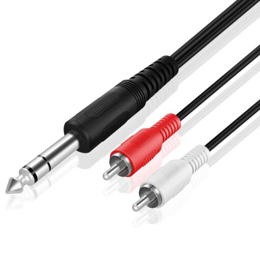 TNP Premium 1/4 Inch (6.35mm) TRS to Dual RCA Cable 3 Feet Balanced TRS Cable 1/4 Inch to 2 RCA Y Splitter, Red and White Male RCA to 1/4 Adapter Headphone Jack