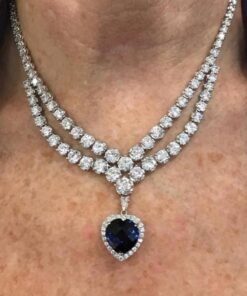 Amanda Rose Collection Heart of the Ocean Pendant Necklace in Sterling Silver (12ct tw) 18 Inch Sterling Silver Chain |Lab Created Ruby or Lab Created Sapphire | Gifts for women Created Blue and White Sapphire 13 61W5pCl2LwL