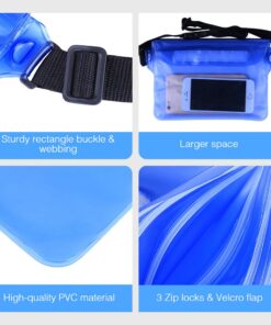 Crenova Waterproof Pouch IP68 Beach Accessories Fanny Pack with Waist Strap Dry Bag with Adjustable Belt Beach Essentials Accessories to Keep Your Valuables Safe and Dry Perfect for Beach Snorkeling Kayaking Pool Water Park (Blue & Black) Blue & Black 29 61W6aDCXsUL