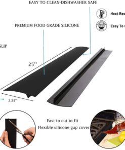 Alternative view of 25Inch Kitchen Silicone Stove Counter Gap Cover, Easy Clean Heat Resistant Wide & Long Gap Filler, Seals Spills Between Counter, Stovetop, Oven, Washer & Dryer, Set of 2 （ Black) 25 Inches