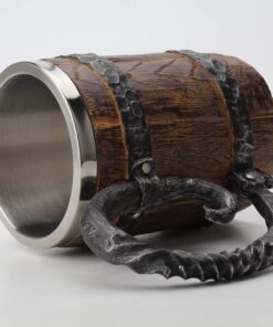 550ML Viking Beer Mug, Stainless, Whiskey Barrel Cup ,Viking wood style Beer mug ,Wooden Gift Antique Men's Barrel Capacity 16 61W7lhnMTZL