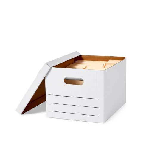 Amazon Basics Storage and Filing Boxes With Lid and Handles, Legal/Letter Size, Basic Duty, Pack of 20, White, 16.2" L x 12.5" W x 10.5" H 20-Pack