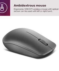 Lenovo 530 Full Size Wireless Computer Mouse for PC, Laptop, Computer with Windows - 2.4 GHz Nano USB Receiver - Ambidextrous Design - 12 Months Battery Life - Graphite Grey 17 61WEiFpuJNL