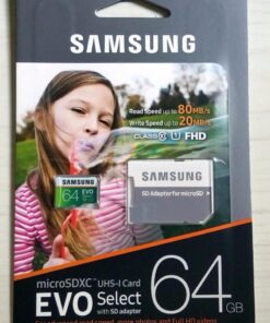 Samsung 64GB 80MB/s EVO Select Micro SDXC Memory Card (MB-ME64DA/AM) 26 61WHZwCDR4L