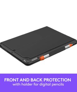 Logitech iPad (7th, 8th and 9th generation) Keyboard Case | Slim Folio with integrated wireless keyboard (Graphite), 7.3" x 10.1" x 0.9" Tablet Keyboard 16 61WKqiRIwYL