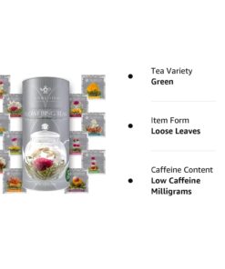 Teabloom Flowering Tea - 12 Unique Varieties of Fresh Blooming Tea Flowers - Hand-Tied Natural Green Tea Leaves & Edible Flowers - 12-Pack Gift Canister - 36 Steeps, Makes 250 Cups 12 Count (Pack of 1) 26 61WKwVAKqiL 1