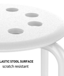 Yaheetech Plastic Bar Stools Flexible Seating Backless Barstools Dining Chairs Stack Nesting Stools, 17.3inches Height White Pack of 5 14 61WMbuEgGAL