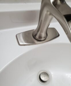 BWE Stainless Steel Deck Plate 6" Sink Hole Cover for Brushed Nickel Bathroom Sink Faucet 1 or 3 Hole Vessel Vanity Basin Outside Cover Cap Oval Commercial 15 61WNJvd2DNL