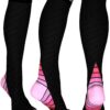 Physix Gear Compression Socks for Men & Women 20-30 mmhg Graduated Athletic for Running Nurses Shin Splints Flight Travel Black/Pink Small-Medium 2 61WNZoYgysL