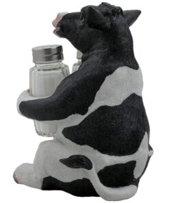 Holstein Cow Glass Salt and Pepper Shaker Set with Holder Figurine in Tabletop Country Kitchen Decor or Decorative Farm Animal Collectible Sculptures As Spice Racks and Rustic Gifts for Farmers 10 61WOu6jwooL