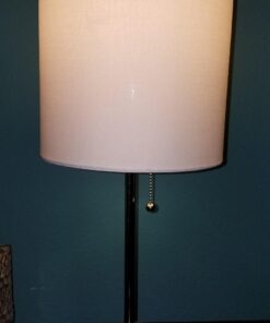 LimeLights LT2024-WHT Brushed Steel Stick Table Desk Lamp with Charging Outlet and Drum Fabric Shade, White 1 39 61WQXUuPIGL