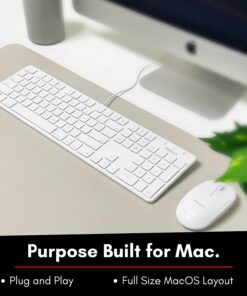 Macally Slim USB Wired Keyboard for Mac and Windows PC - Full Size 104 Key Layout & 16 Shortcut Keys - Scissor Keycaps for Smooth Typing - Mac Wired Keyboard with Numeric Keypad White 16 61WRKW2YEL