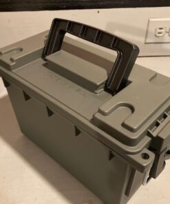 Sheffield 12626 Field Box, Plastic Ammo Can for Pistol, Rifle, and Shotgun Ammo, Water Resistant Storage Box w/ 3 Locking Options, Olive Drab Green Cans, Made in The U.S.A. 31 61WRMToWOPL