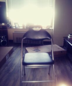 Flash Furniture HERCULES Series Black Vinyl Metal Folding Chair with Carrying Handle 1 Pack 15 61WSwVlFZpL