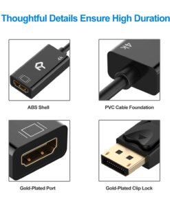 Rankie DisplayPort (DP) to HDMI Adapter, 4K Resolution Ready Converter with Audio (Black) Black 10 61WTJwz fUL