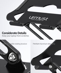 Urmust Adjustable Laptop Stand for Desk Computer Stand for Laptop Riser Holder Stand Compatible with MacBook Air Pro All Laptops 10-15.6"(Black) A-Black 33 61WXSXjNaFL