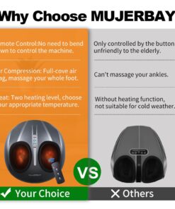 Alternative view of MUJERBAY Foot Massager with Heat, Remote Control, 3 Level Air Compression, Full-Cover Shiatsu Foot Massager for Plantar Fasciitis Feet Massage Gift, Up to Size 12 (Machine)