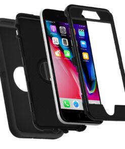 iPhone SE 2020/2022 3-in-1 Full Body Protector Case, Shockproof TPU & Hard PC Bumper, Drop-Proof Shell for 4.7" - Black 13 61WYveDZrvL 1