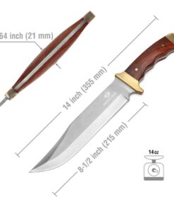 Mossy Oak 14-inch Bowie Knife, Full-tang Fixed Blade, Wood Handle Hunting Knife with Leather Sheath for Camping, Hiking, Survival 33 61WamR4qIyL