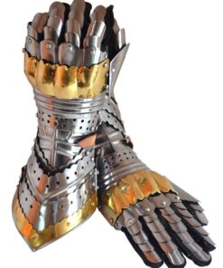 THOR INSTRUMENTS Medieval Articulated Gauntlets with Brass Accents Rustic Vintage Home Decor Gifts Silver 13 61WaxrautjL