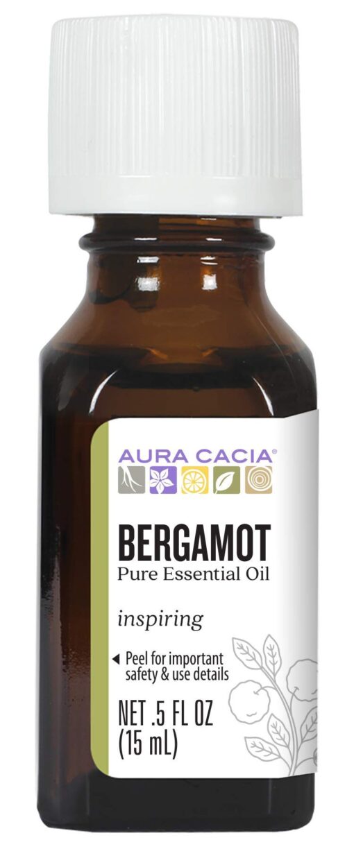 Aura Cacia 100% Pure Bergamot Essential Oil | GC/MS Tested for Purity | 15 ml (0.5 fl. oz.) | Citrus bergamia