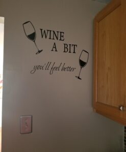 Blinggo WINE A BIT you'll feel better Quote Letter Wall Sticker Decal Home Arts Dinning Kitchen Lounge Decor Wall Decoration 22''X10'' Black 23 61WcDieT3BL