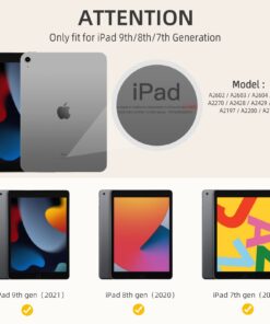 Akkerds Case Compatible with iPad 10.2 Inch 2021/2020 iPad 9th/8th Generation & 2019 iPad 7th Generation with Pencil Holder, Protective Case with Soft TPU Back, Auto Sleep/Wake Cover, Sky Blue 26 61WchRE24L