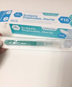 Medpride Disposable Scalpel Blades| Sharp, Tempered Stainless-Steel Blades | Pack of 10 Sterile Scalpel Knives| Plastic Handle| Individual Pouches| for Dermaplaining, Podiatry, Crafts & More (#10) #10 42 61WfwoOQP3L