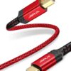 JSAUX USB B to USB C Printer Cable 10ft, Nylon Braided, USB C MIDI Cable Compatible for MacBook Pro, HP, Epson, Canon, Brother, Lexmark, Xerox Printers and Scanner-Red red