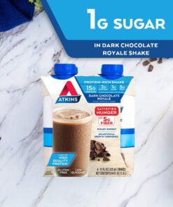 Atkins Dark Chocolate Royale Protein Shake, 15g Protein, Low Glycemic, 2g Net Carb, 1g Sugar, Keto Friendly, 12 Count 9 61WhsNbPZ8L
