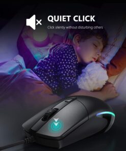 LED Wired Mouse, RGB Silent Corded Computer Mouse for Office and Home, Wired USB Mouse Compatible with Windows PC, Laptop, Notebook, Chromebook - Black 12 61WhzodAML