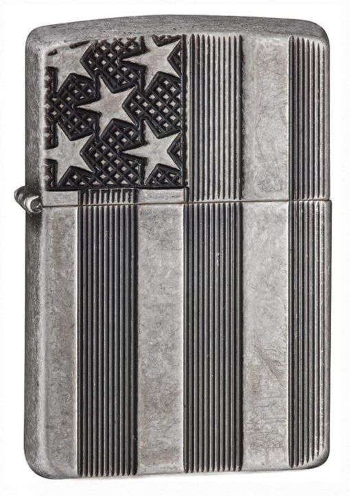 Zippo American Flag Lighters High Polish Chrome Space Design