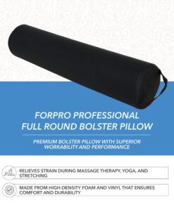ForPro Full Round Bolster Pillow, Black, Oil and Stain-Resistant, for Massage and Yoga, 6” R x 26” L 10 61WmDytbHhL