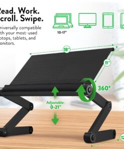 Adjustable Book Holder and Laptop Stand - Portable Aluminum Book Stand for Textbooks, Cookbooks, Recipe Books, and Tablets Black 28 61WmaNGqKDL