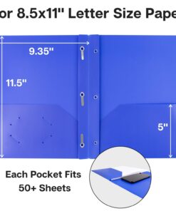 Colored 3-Prong Plastic Folders with Pockets (6 Pack, Assorted Colors), Folders with Labels, 2-Pocket School Folders , Pocket Folders with Fasteners, Tear-Resistant, Acid Free 6 Vibrant 6 Pack 15 61WmdyEsUxL