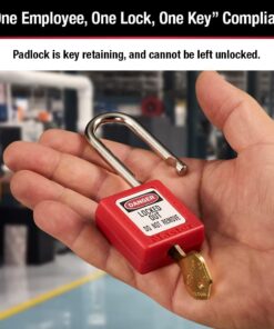 Master Lock 410RED Lockout Tagout Safety Padlock with Key Red 1-1/2", 1-3/4" 19 61WrT96PujL