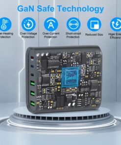 USB C Fast Charger, 160W USB C Charging Station GaN 6-Port USB C Wall Charger Block, Portable Multiport USB C Power Adapter for MacBook Pro/Air,iPad Pro,iPhone 14/13/Mini/Pro/13Pro Max/12 Galaxy Note 30 61WvZQdtmVL