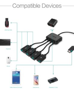 TUSITA Micro USB HUB Adaptor with Power, 3-Port Charging OTG Host Cable Cord Adapter Compatible with Raspberry Pi 2 3 Pi Zero Android Smart Phone Tablet Samsung Galaxy HTC Sony Google LG/Linux 25 61Ww15nhcxL